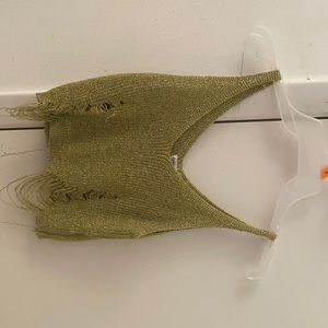 Gold V Neck Crop Top